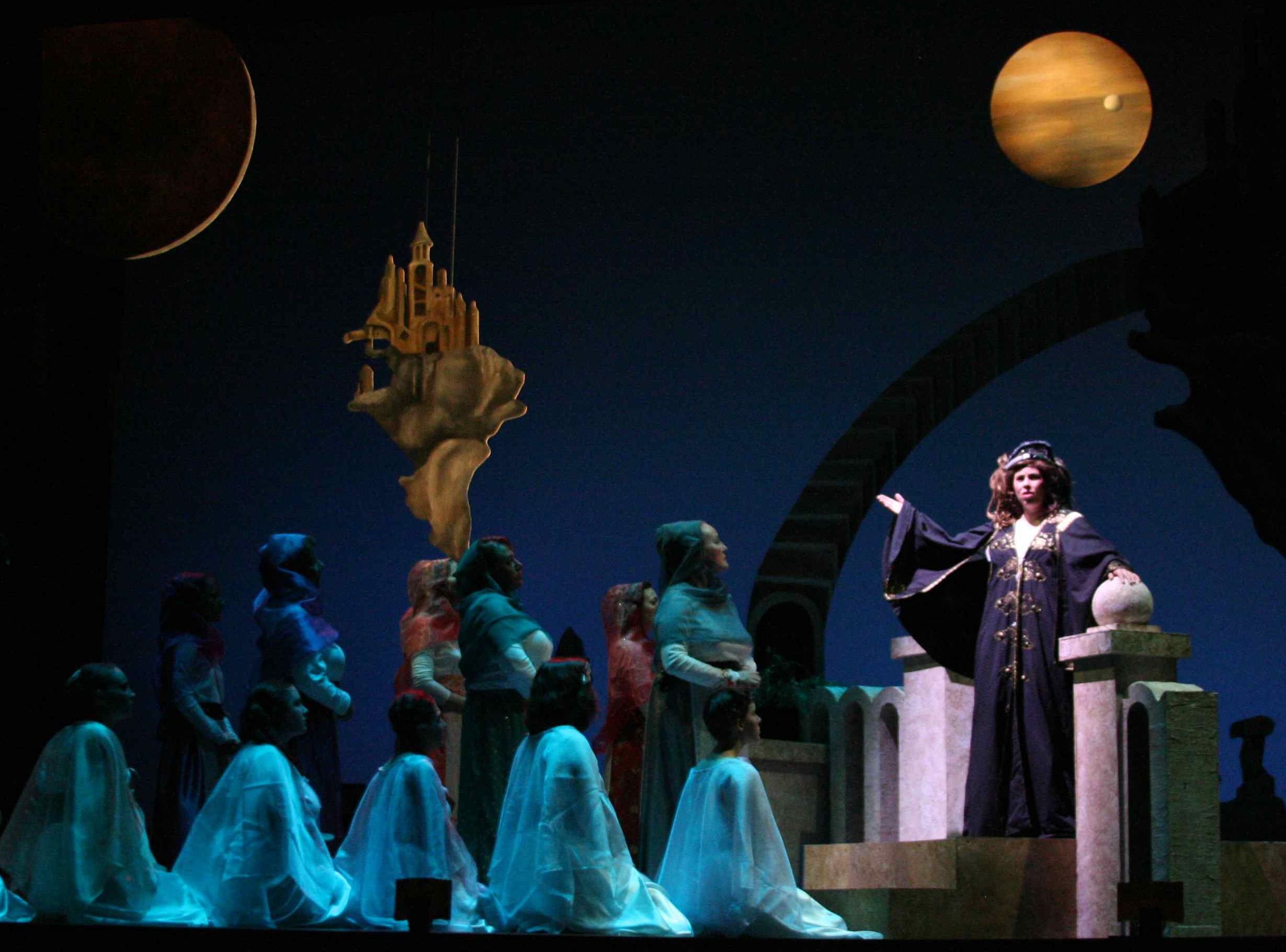 Princess Ida, 2011, Durham Savoyards Ltd.
Princess Ida (Lee Galbreath) addresses her Faculty and Students